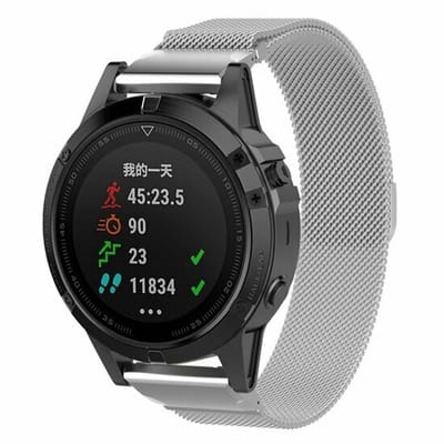 By Qubix - Geschikt voor Garmin bandje - 22mm Quickfit - Milanese bandje -Zilver - Geschikt voor Garmin Fenix 8 / 8 Pro - 47mm