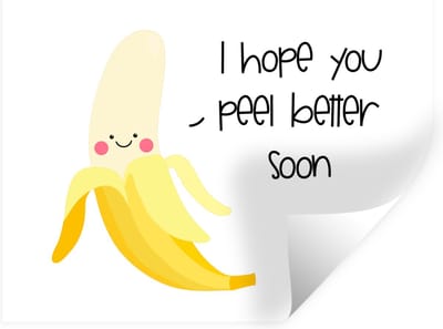 Muurstickers - Sticker Folie - Get well soon - Quotes - Banaan - 40x30 cm - Plakfolie - Muurstickers Kinderkamer - Zelfklevend Behang - Zelfklevend behangpapier - Stickerfolie