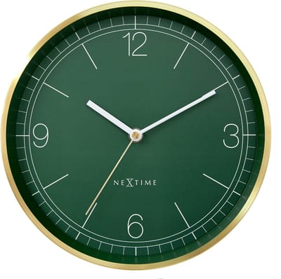 Wandklok 25cm - Stil - Goud/Groen - Metaal - NeXtime 'Bolero'