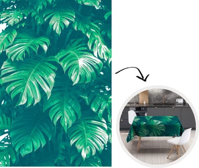 Tafelkleed - Tafellaken - 180x260 cm - Monstera - Bladeren - Planten - Jungle - Natuur - Binnen en Buiten
