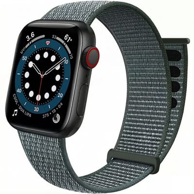 Stravo Nylon Loop Bandje met Klittenband & Verstelbare Sluiting – Geschikt voor Apple Watch 42mm (Series 11/10), 41mm (Series 9/8/7/SE 2), 40mm (Series 6/5/4/SE 1/2/3), 38mm (Series 3/2/1) – Lichtgewicht & Comfortabel – Grijs
