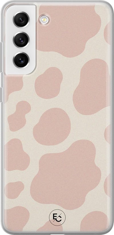 Hoesje geschikt voor Samsung Galaxy S21 FE - Koeienprint roze - Soft Case - TPU - Print - Roze - ELLECHIQ