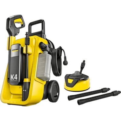 Kärcher K 4 Comfort Premium Home Hogedrukreiniger - 130 bar - 420 l/u - 30 m2/u - Terrasreiniger T 5 - Slanghaspel - 4-in-1 Spuitlans - Geschikt voor oa. auto - fietsen - terras - motoren - schutting en tuinset