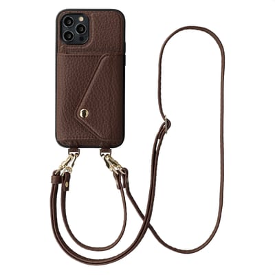 Selencia Hoesje - Geschikt voor Apple iPhone 12 Pro / 12 - Sera Koordhoes met pashouder envelop - Chocolate Brown