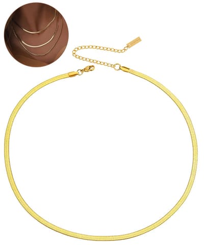 Semyco Ketting Dames – Goudkleurige Choker (Zonder Hanger) – Verstelbaar – Waterproof – Giftbox – Aura