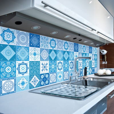 Zelfklevende tegelmuurstickers voor keuken en badkamer - 9 Angelina Azulejo tegelstickers - 9 stickers 15x15cm