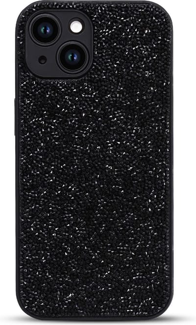 Casemania Hoesje Geschikt voor Apple iPhone 14 - Zwart - Diamant Glitter Back Cover