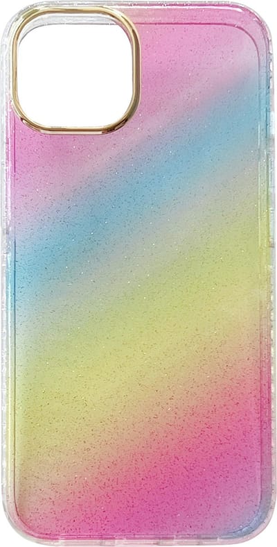 Casemania Hoesje Geschikt voor Apple iPhone 13 - Spectrum - Extra Stevig Glitter Regenboog Siliconen Back Cover