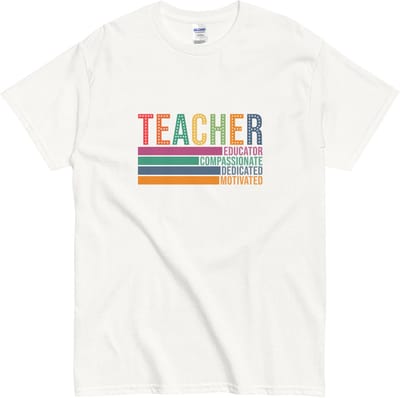 Leerkracht T Shirt met Quote - Teacher Educator Motivated - Dames Heren - Wit - S
