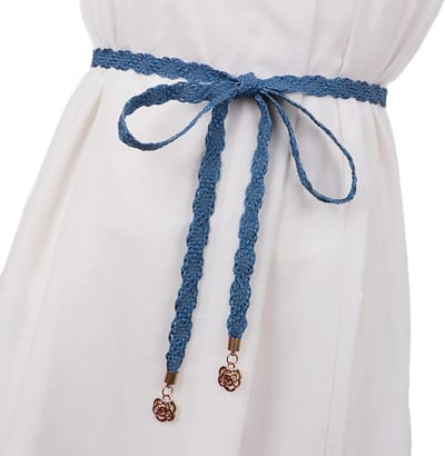Dunne Tailleband met Decoratieve Kwastjes en Knopen voor Vrouwen - Modieuze Riem voor Jurken en Tops