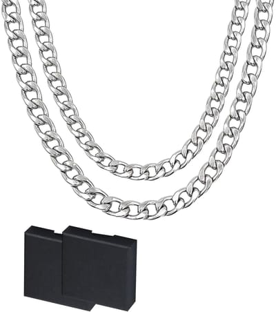 Dailygoods- Collana Set van 4 - Roestvrij Staal - Hip Hop Stijl - Verstelbare Lengtes - Duurzaam - Inclusief Doos - Sieraad