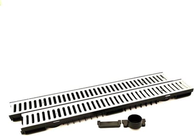 Afwateringsgoot Set - Drainage Goot - Efficiënte Waterafvoer - Lage Inbouwhoogte - 55mm 2 Meter - Zwart