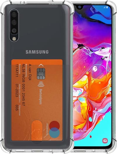 Smartphonica Telefoonhoesje Geschikt voor Samsung Galaxy A70 transparant shockproof TPU siliconen hoesje met stootrand geschikt voor Samsung Galaxy A70