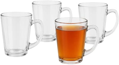 Seasons Thee glazen / bekers met oor - 4x stuks - glas - 310 ml - servies - 11 x 8 cm