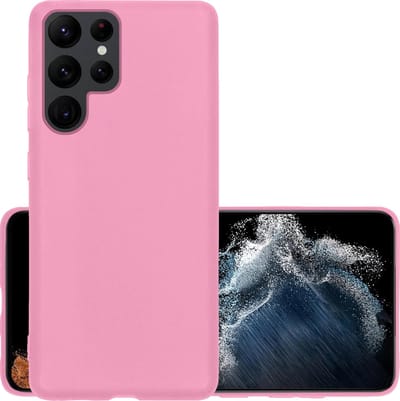 Hoesje - Geschikt voor Samsung Galaxy S22 Ultra - Sterk & Shockproof - Hoes Cover - Siliconen Case - Lichtroze