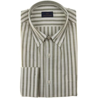 Paul & Shark Overhemd Cotton Poplin Linen Look Shirt Wit-Groen / male