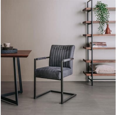 Tower Living Eetkamerstoel Ferro met armleuning - Antraciet