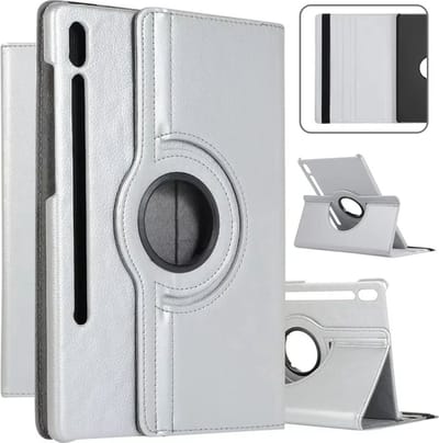 360 graden draaibare stand cover Hoes Geschikt voor: Samsung Galaxy Tab S8 Ultra 16.4 inch - Hoesje met Auto Wake Sleep voor SM-X900 X906 - zilver