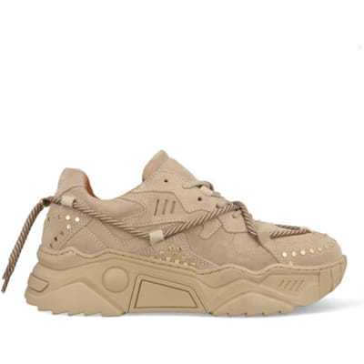 DWRS® Dames Sneakers - Beige - 80% Leer - Maat 42