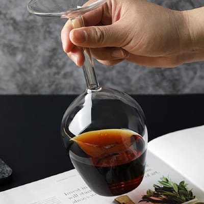 Verre à vin inversé unique de 13,5 oz, idéal pour les spiritueux et les cocktails, les bars et restaurants à domicile, pour une expérience de boisson optimale. gray