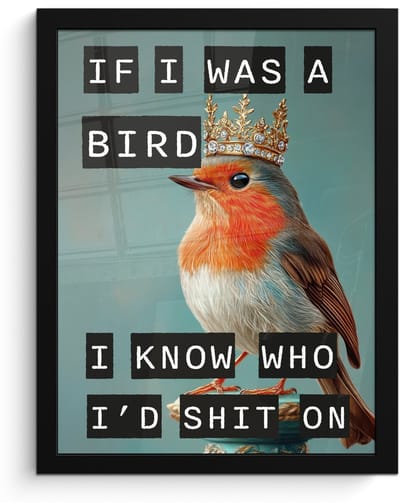 Poster in lijst - Fotolijst 30x40 cm - Posters - Roodborstje - Vogel - Blauw - Decoratie - Posterlijst zwart - Decoratie - Wanddecoratie woonkamer - Muurdecoratie slaapkamer