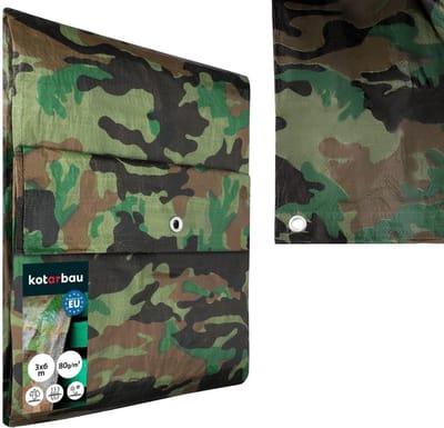 Afdekzeil Polyethyleen - Beschermend Zeil - Buiten Beschermen - Waterdicht UV-bestendig - 3 x 6 Meter - Camouflage