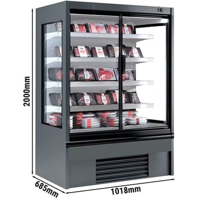GGM Gastro Wandkühlregal - 1018mm - 341 Liter - mit 2 doppelt verglasten Flügeltüren & 4 Ablagen Grijs