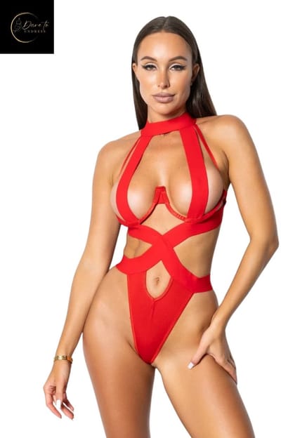 Sexy Lingerie Body – Premium – Lingerie Erotisch – Bondage Body – Open Cup – Erotische Lingerie – BDSM – Kinky – Sexy Lingerie Dames – Strappy & Satijn – Fetish Body –Rollenspel – Madam Hommard – High End – Dare to Undress –Maat S, M, L, XL