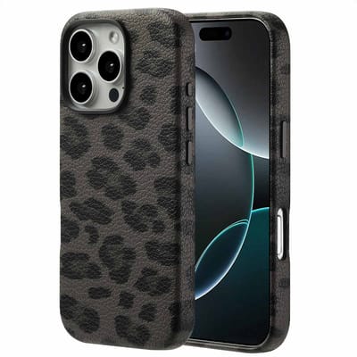 Selencia Hoesje - Geschikt voor Apple iPhone 16 Pro - Sabi Backcover panterprint geschikt voor MagSafe - Midnight Black
