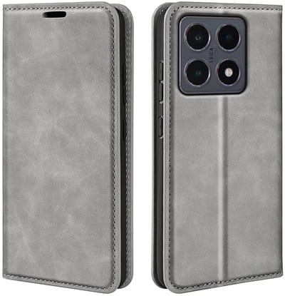 MobyDefend Hoesje - Geschikt voor Xiaomi 15T - Luxe Wallet Bookcase (Magnetische Sluiting) - Grijs