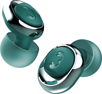 Pearls Ombré Festival Oordopjes - Gecertificeerde gehoorbescherming - Aanpasbaar Filter 18dB / 23dB - Geluiddempende Earplugs - Vindbare LED case (Find My) - Herbruikbaar - 3 Maten S/M/L - Emerald Green