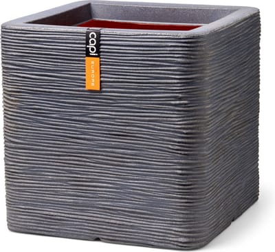 Capi Europe - Bloempot vierkant Rib NL - 30x30 - Donkergrijs - Opening Ø24 - Bloempot voor binnen en buiten - Levenslang garantie - Breukbestendig - 100% Recyclebaar - CO2 Neutraal geproduceerd - KDGR902