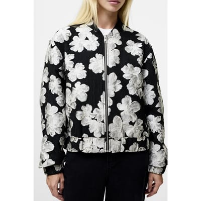 French Connection Lora Poly Jacquard Bomber Porcelain Cream/blac Maat: 10 | Bomberjacks Outlet | Dames | Wit
