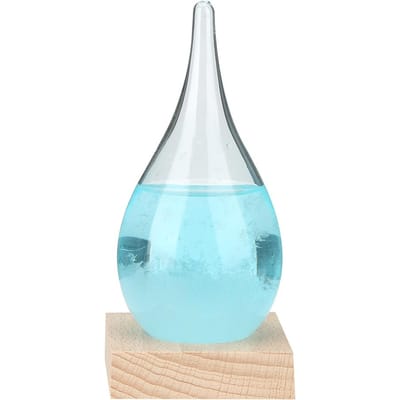 Bouteille de prévision météo innovante en verre en forme de goutte, décoration d'intérieur, bleu bleu