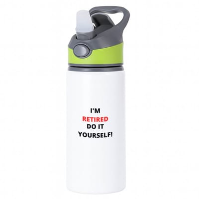 Hacebo® - im retired do it yourself waterfles met rietje groen - Collega - cadeau collega - cadeau - pension - bedankt cadeau collega - water fles - 650ML
