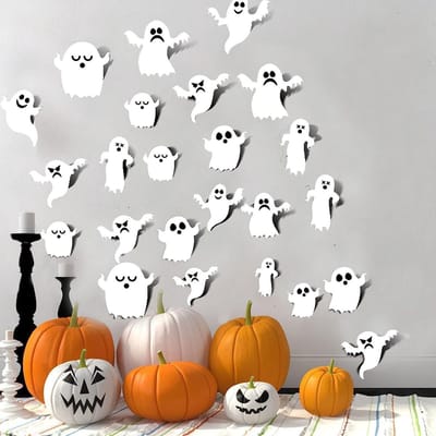 Dailygoods- Raamstickers Halloween 3D - 63 Stuks - PVC Verwijderbaar - Decoratie voor Muren/Ramen - Geschikt voor Feestdagen - Onderhoudsvriendelijk - Decoratiestickers