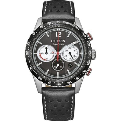Citizen CA4717-06E Horloge - Leer - Zwart - Ø 40 mm