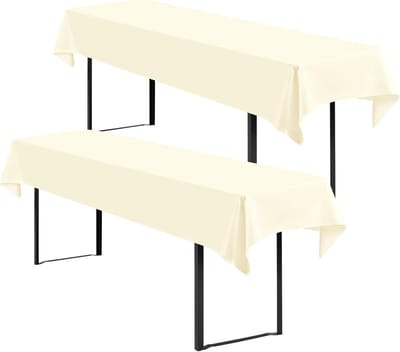 Showgeous 2-pack biertafeltafelkleed universeel voor 50 cm en 70 cm biertafelhoezen polyester rechthoekige tafelkleden wasbaar 100x250 cm (beige)