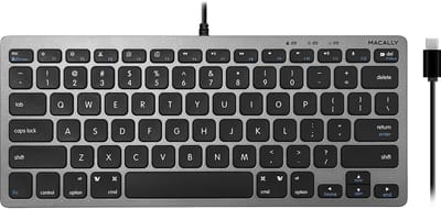 Macally UCSLIMKEYCSG Compact bedraad USB-C toetsenbord voor Apple Mac en iPad - Zwarte toetsen - U.S. Engels (QWERTY) layout