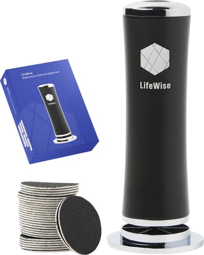 LifeWise® Elektrische Eeltverwijderaar - 60 Vervangbare Schuurpads - Hygiënisch - Netstroom Adapter - Voetvijl - Eeltvijl voor Voeten - Zwart
