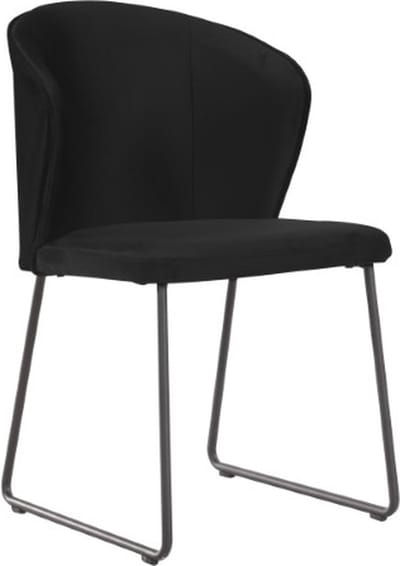 Soof&Tess - Set van 4 - Amalfi Eetkamerstoel - Zwart- Fluweel - Velvet - Industrieel - Met armleuning - Easy Clean Stoffen - Hoge Kwaliteit