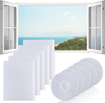 Vliegengaas voor ramen, insectenbescherming, raamnet, vliegengaas voor ramen, houdt kevers, vliegen/muggen buiten, 1,3 m x 1,5 m, wit, 6 stuks