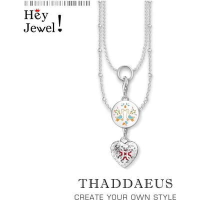 Bedelketting Liefdesvogels & Hartmedaillon, Suumer Nieuwe Mode Sieraden Europa 925 Sterling Zilver Romantisch Cadeau Voor Vrouwen 45cm white