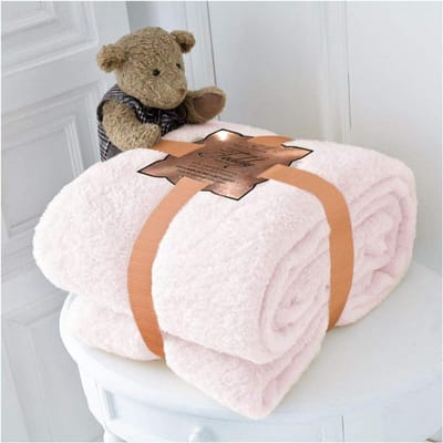 Luxe Teddy Plaid Fleece Deken Zacht & Warm Roze 130x180 cm - Pluizig Sofa & Settee Comfort