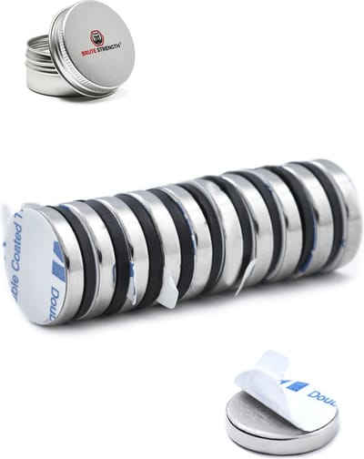 Brute Strength - Super sterke zelfklevende 3M magneten - Rond - 15 x 3 mm - 10 Stuks - Kleef Magneten - Neodymium magneet sterk - Voor koelkast - whiteboard