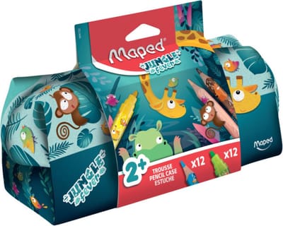 Maped JUNGLE FEVER etui met 12 viltstiften en 12 kleurpotloden