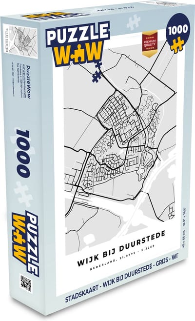 Puzzel Stadskaart - Wijk bij Duurstede - Grijs - Wit - Legpuzzel - Puzzel 1000 stukjes volwassenen - Plattegrond