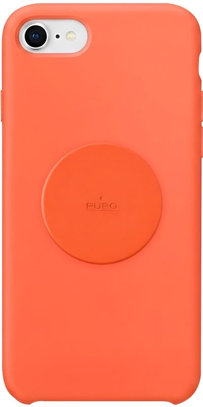 Puro, Hoesje geschikt voor iPhone 6 / 7 / 8 / SE (2022) - Icon Series Siliconen met Metalen Plaat, Oranje