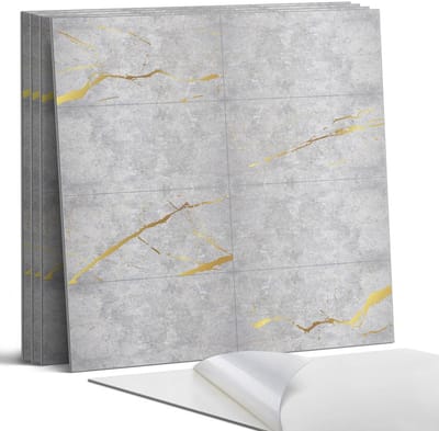 Coloray Wandpanelen Zelfklevend - Elegant marmerpatroon Zelfklevende Wandpanelen - 50 cm x 50 cm - Grijs Wandpaneel PVC - 4 stuks - Texturen Wandpanelen Zelfklevend - Wandpanelen Keuken - Wandpaneel Badkamer