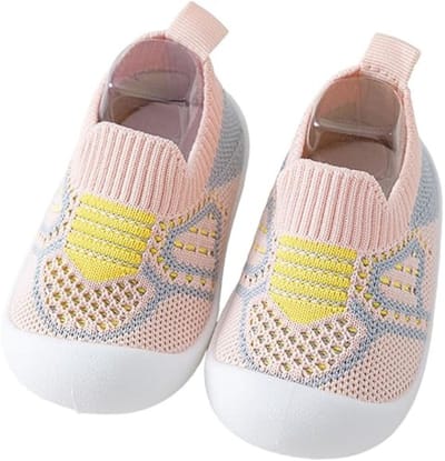 Jojoy - Babyslofjes Antislip - Eerste Loopschoentjes - Ademend Mesh - Roze - 12-18 Maanden - Leren Lopen - MESHSTEPS